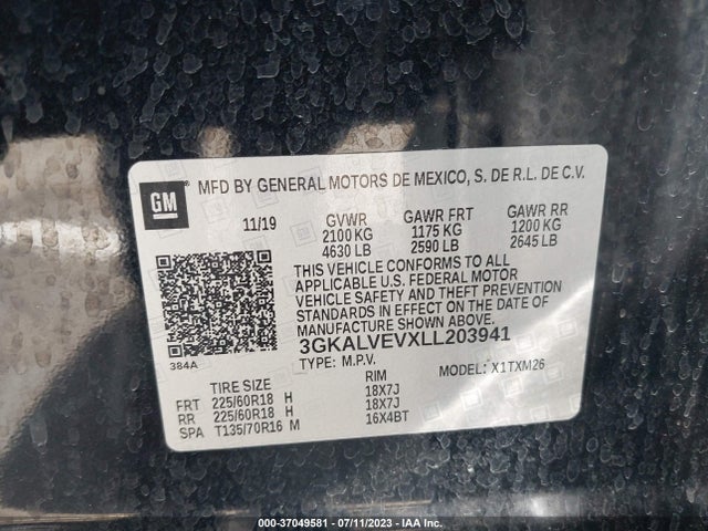 2020 GMC TERRAIN SLT VIN: 3GKALVEVXLL203941