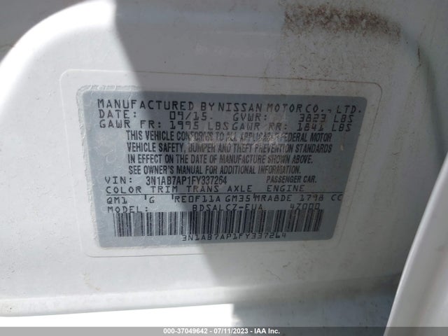 Nissan SENTRA S 2015 3N1AB7AP1FY337264 Image 10