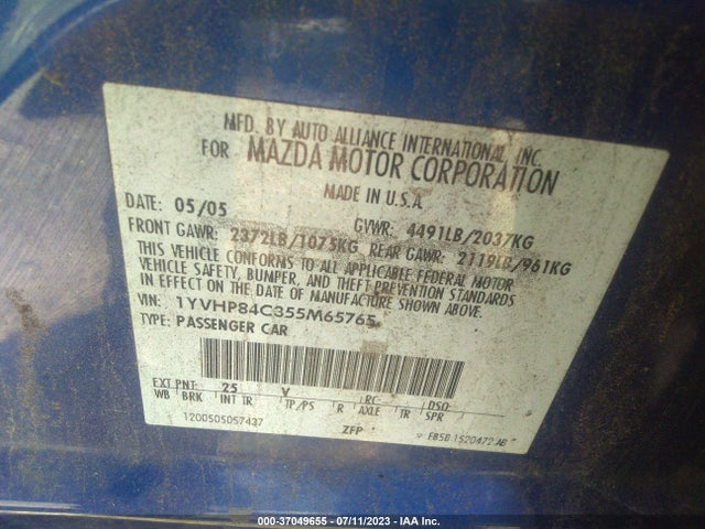 2005 MAZDA MAZDA6 SPORT I VIN: 1YVHP84C355M65765