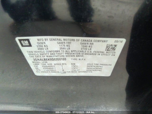 Chevrolet EQUINOX LS 2016 2GNALBEK6G6350193 Image 9