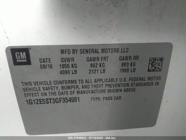 Chevrolet MALIBU LT 2016 1G1ZE5ST3GF354981 Image 15