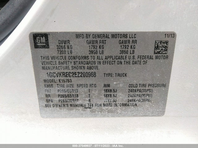2014 CHEVROLET SILVERADO 1500 LT VIN: 1GCVKREC2EZ200968