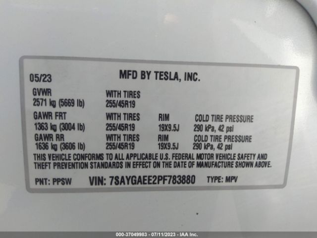 7SAYGAEE2PF783880 Tesla Model Y Long Range