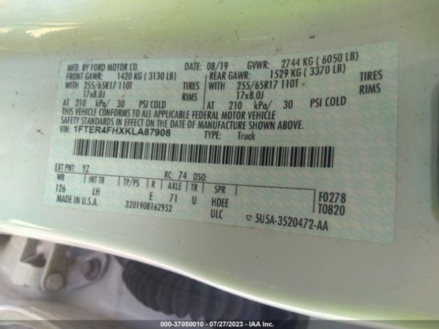 1FTER4FHXKLA87908 Ford Ranger Xl/xlt/lariat
