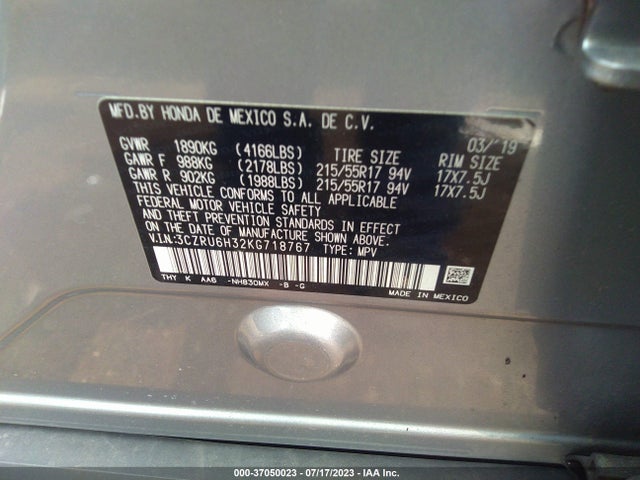 Honda HR-V LX 2019 3CZRU6H32KG718767 Image 9