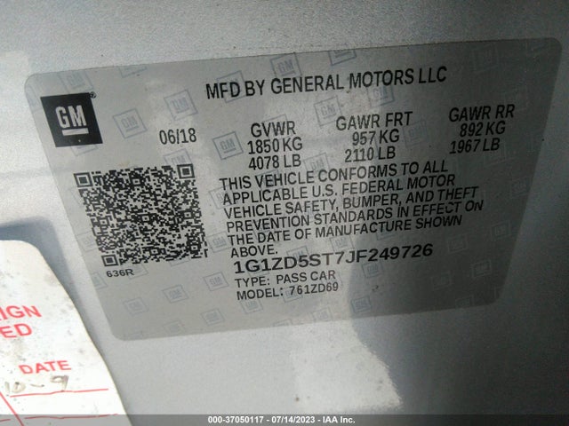Chevrolet MALIBU LT 2018 1G1ZD5ST7JF249726 Image 9