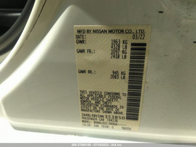 1N4BL4BV1NN353850 Nissan Altima 2.5 S