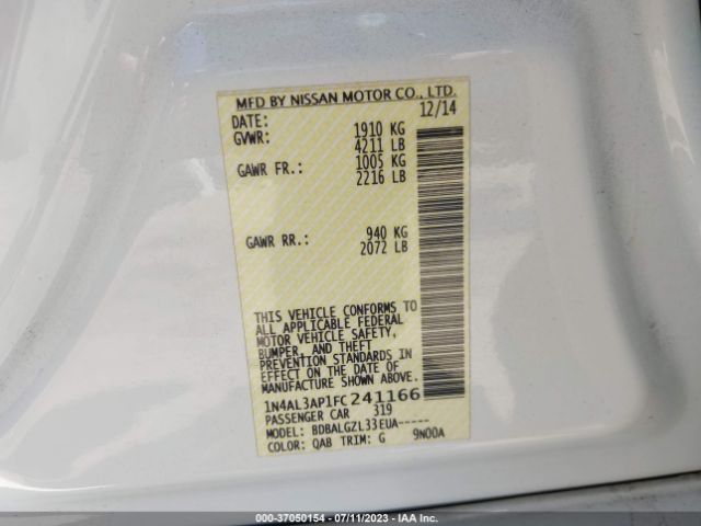1N4AL3AP1FC241166 Nissan ALTIMA 2.5