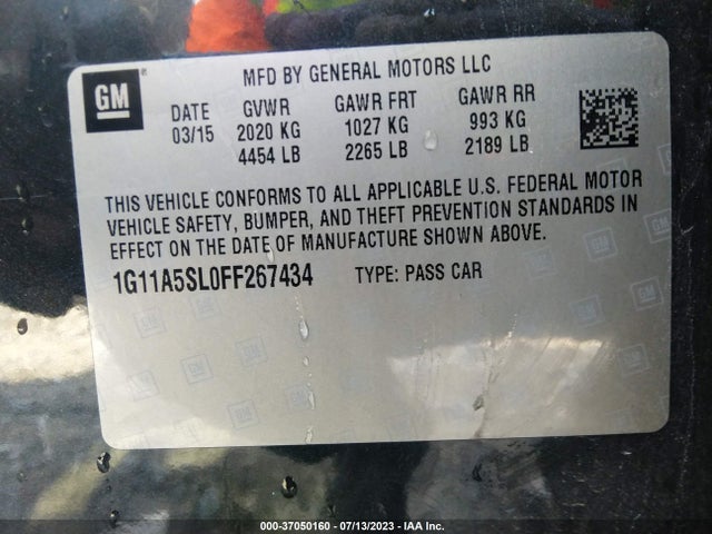 Chevrolet MALIBU LS 2015 1G11A5SL0FF267434 Image 9