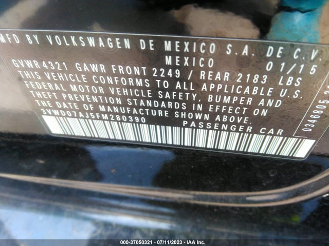 3VWD07AJ5FM280390 Volkswagen Jetta Sedan 1.8t Se W/connectivity