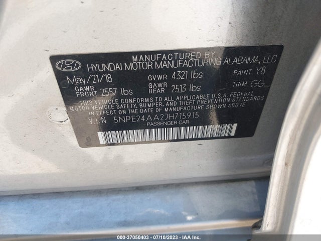 Hyundai SONATA ECO 2018 5NPE24AA2JH715915 Image 16