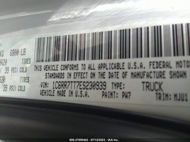 RAM 1500 Big Horn 2014 1C6RR7TT7ES230939 Image 9