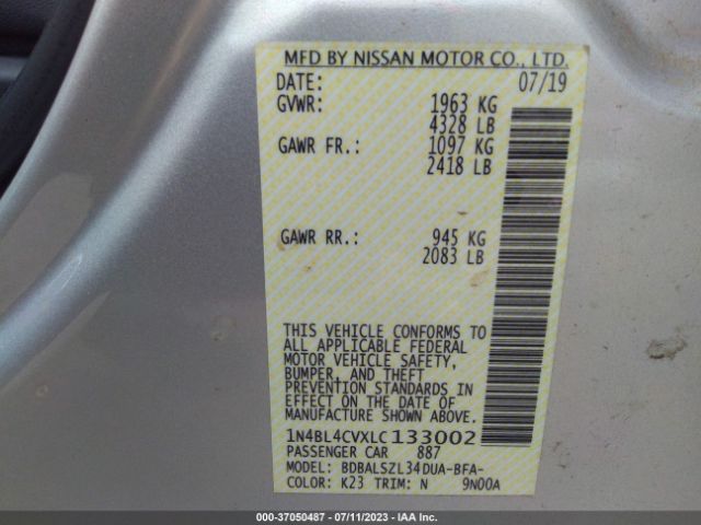 1N4BL4CVXLC133002 Nissan Altima 2.5 Sr