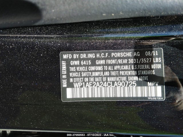2012 PORSCHE CAYENNE S HYBRID VIN: WP1AE2A24CLA90725