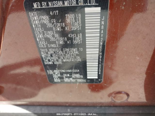 JN8AY2NC1H9510204 Nissan ARMADA SV