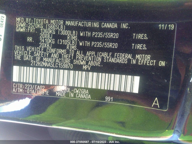 2T2HZMAA5LC159870 Lexus Rx Rx 350