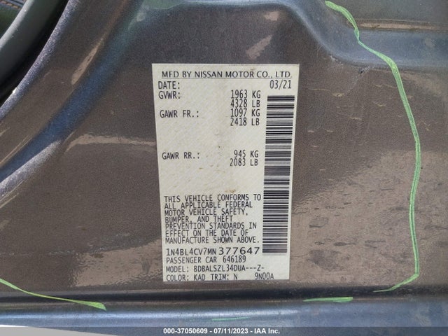 Nissan Altima 2.5 Sr 2021 1N4BL4CV7MN377647 Image 15