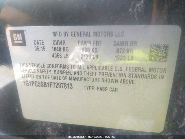 Chevrolet CRUZE LT 2015 1G1PC5SB1F7287813 Image 9