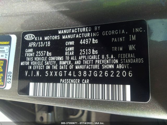 5XXGT4L38JG262206 KIA Optima Lx