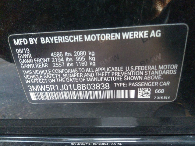 BMW 3 Series 330i 2020 3MW5R1J01L8B03838 Image 9