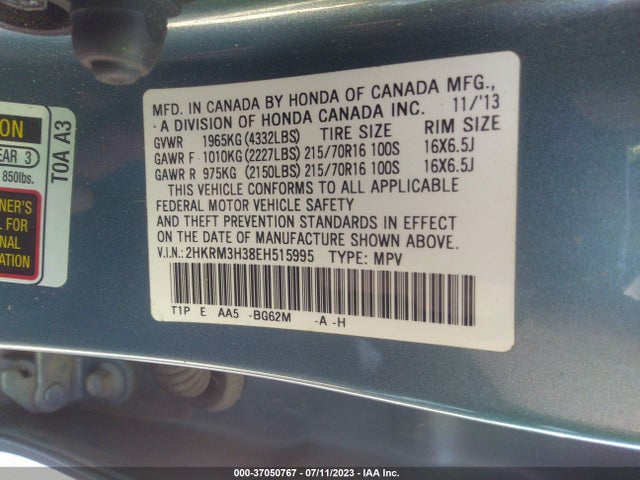 Honda CR-V LX 2014 2HKRM3H38EH515995 Image 9