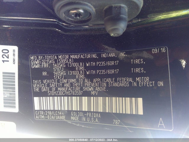 Toyota Sienna Xle Auto Access 2017 5TDYZ3DC7HS783597 Image 9