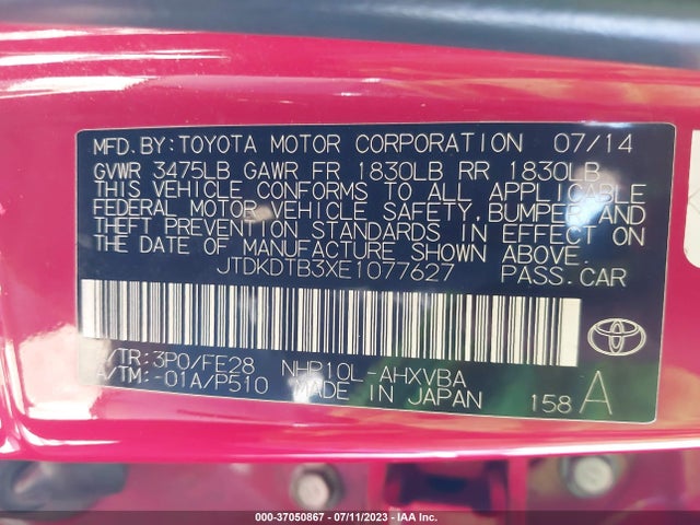 Toyota Prius C One/three/two/four 2014 JTDKDTB3XE1077627 Image 15