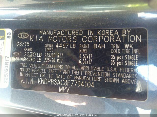 KNDPB3AC8F7794104 KIA Sportage Lx