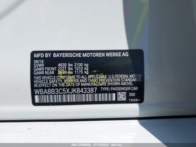 WBA8B3C5XJK843387 BMW 3 Series 340i