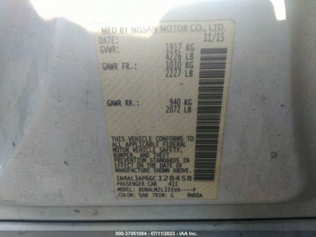 1N4AL3AP6GC128458 Nissan Altima 2.5 Sv