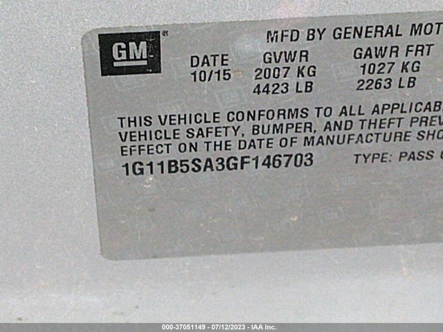 Chevrolet Malibu Limited Ls 2016 1G11B5SA3GF146703 Image 9