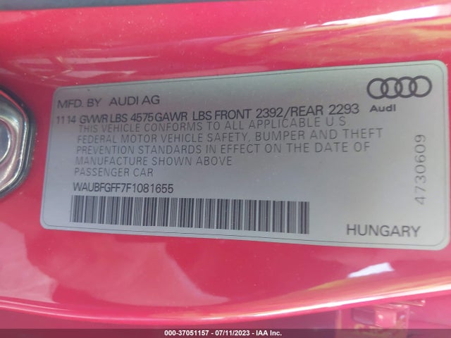 WAUBFGFF7F1081655 Audi S3/a3 2.0t Premium