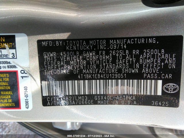 Toyota AVALON LIMITED 2014 4T1BK1EB4EU129051 Image 9