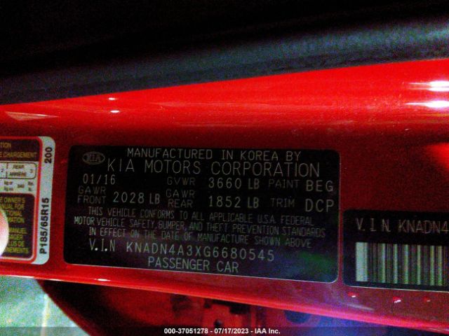KNADN4A3XG6680545 KIA RIO EX
