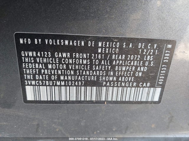 3VWC57BU7MM102497 Volkswagen Jetta S/se/r-line