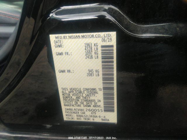 1N4BL4CVXKC260055 Nissan Altima 2.5 Sr