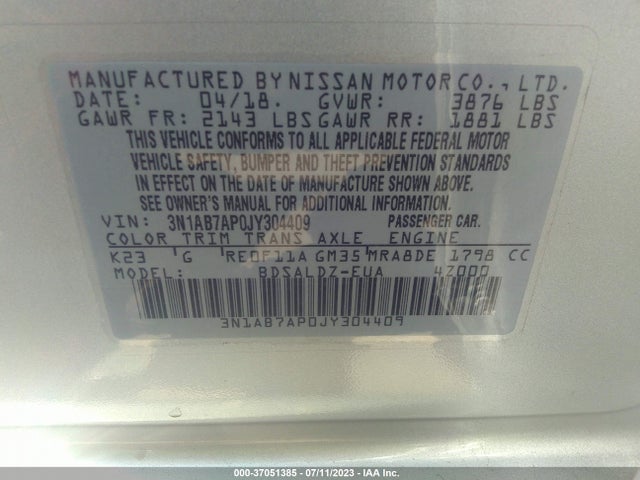 Nissan SENTRA SV 2018 3N1AB7AP0JY304409 Image 16
