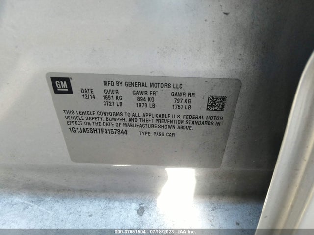 Chevrolet SONIC LS 2015 1G1JA5SH7F4157844 Image 11