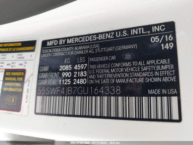55SWF4JB7GU164338 Mercedes-Benz C-class C 300