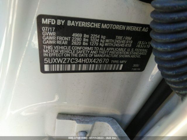 5UXWZ7C34H0X42670 BMW X3 Sdrive28i