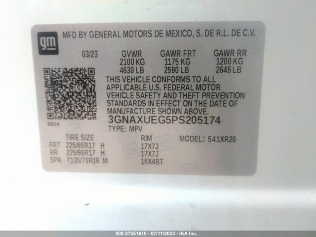 Chevrolet EQUINOX LT 2023 3GNAXUEG5PS205174 Image 9