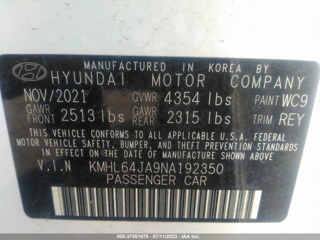 Hyundai SONATA SEL 2022 KMHL64JA9NA192350 Image 15