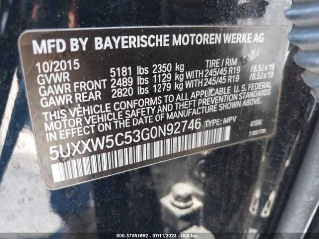 5UXXW5C53G0N92746 BMW X4 Xdrive35i