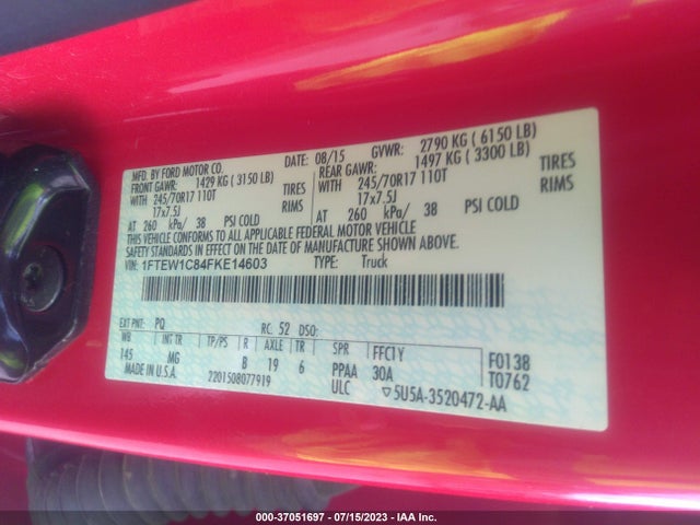 Ford F-150 Xlt/xl 2015 1FTEW1C84FKE14603 Image 9