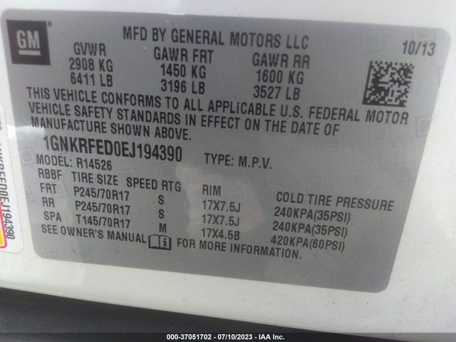 Chevrolet Traverse Ls 2014 1GNKRFED0EJ194390 Image 9