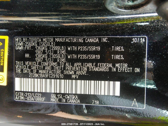 2T2BK1BA9FC291610 Lexus RX 350