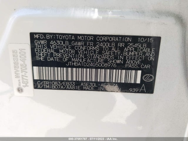 JTHBA1D24G5008976 Lexus IS 200T