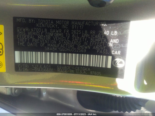 58ABK1GG0HU052569 Lexus Es Es 350