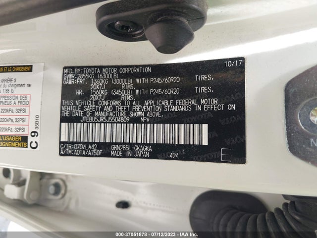 Toyota 4RUNNER SR5 2018 JTEBU5JR5J5504809 Image 15