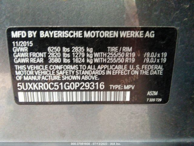 5UXKR0C51G0P29316 BMW X5 Xdrive35i